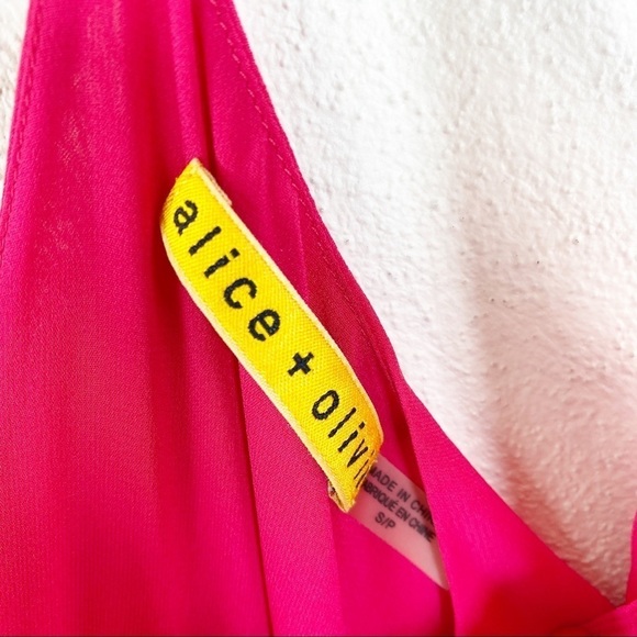 Alice + Olivia Arlen Pink Open Back Mini Sleeveless Dress Silk Blend - Picture 9 of 9